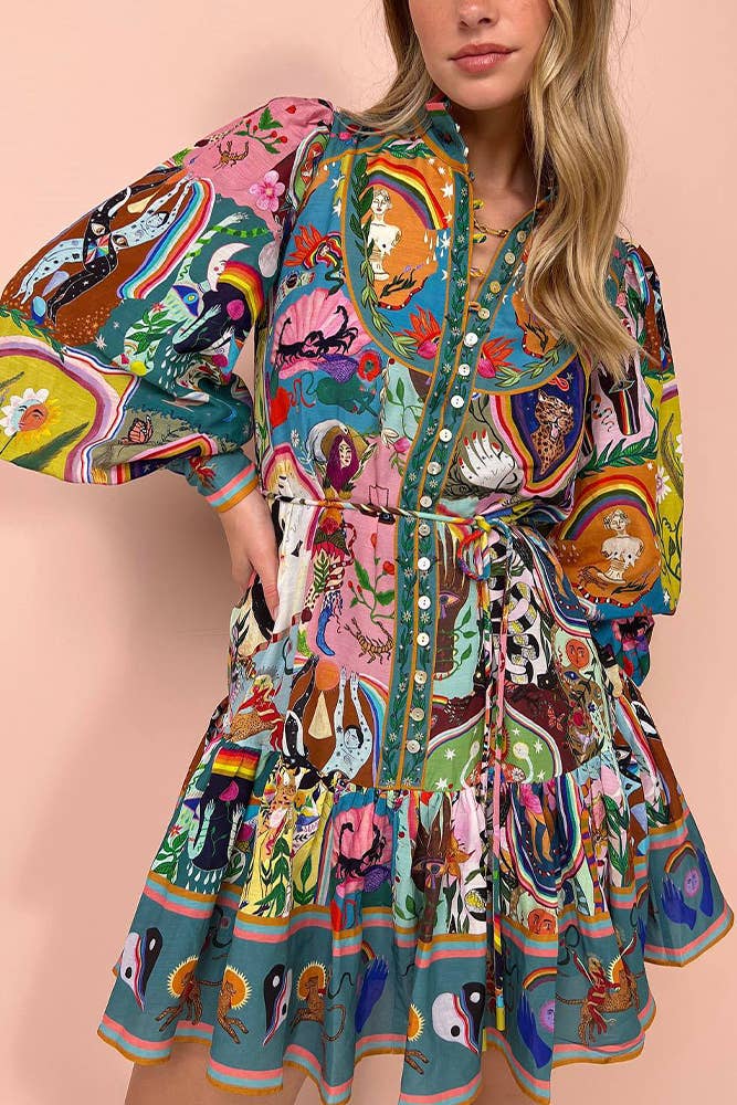CM | Urban Chic Mini vestido casual graffiti