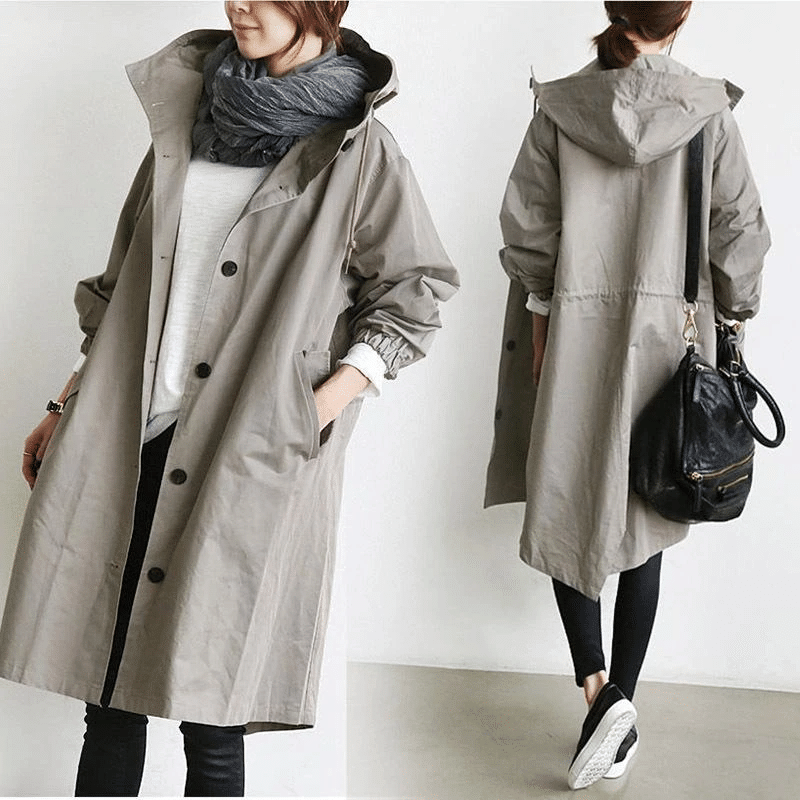 CM | Elegante gabardina suelta monocolor