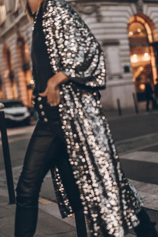 CM | Kimono de lentejuelas con mangas de campana Disco glamour