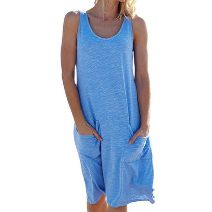 CM | Vestido casual sin mangas monocolor para mujer