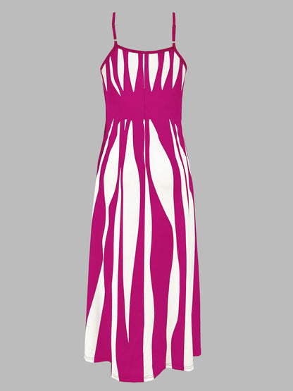 CM | Vestido maxi de mujer - sin mangas - cuello en V - corte relajado - ropa casual ligera
