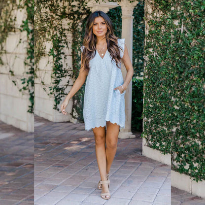 CM | Vestido corto bordado con volantes