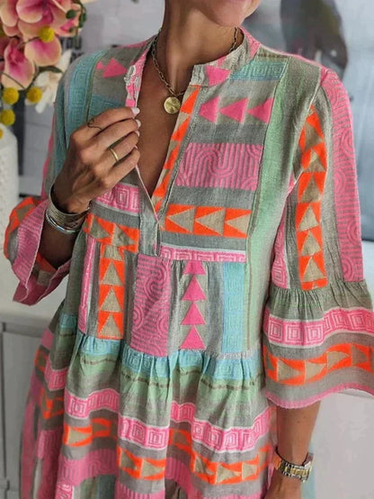 CM | Vestido corto geométrico de algodón