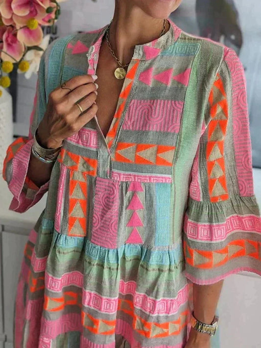 CM | Vestido corto geométrico de algodón