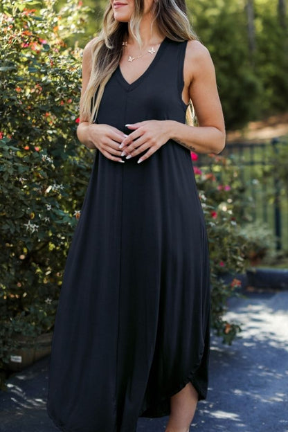 CM | MAXI VESTIDO SIN MANGAS Y ESCOTE EN V