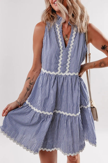 CM | Stripe Mini vestido sin mangas y con escote de pico