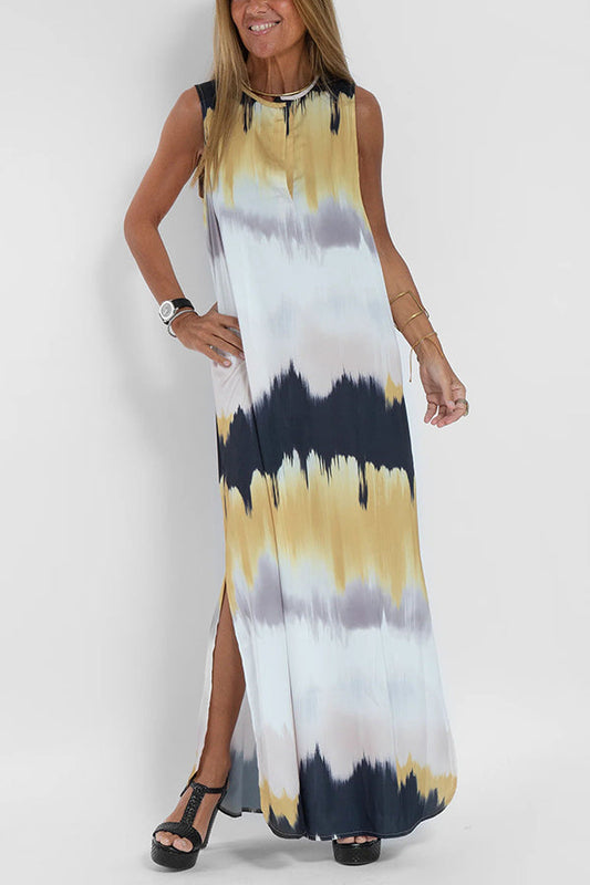 CM | Make Them Proud Maxi Vestido Relajado con Estampado Tie Dye de Satén