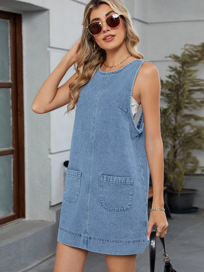 CM | Vestido mono vaquero cuello redondo