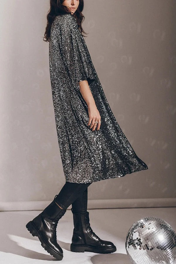 CM | Kimono de lentejuelas con mangas de campana Disco glamour