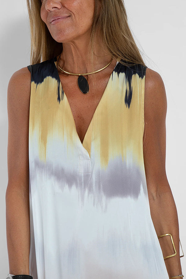 CM | Make Them Proud Maxi Vestido Relajado con Estampado Tie Dye de Satén