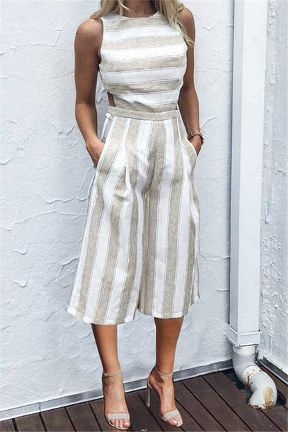 CM | Mono casual a rayas con pernera ancha