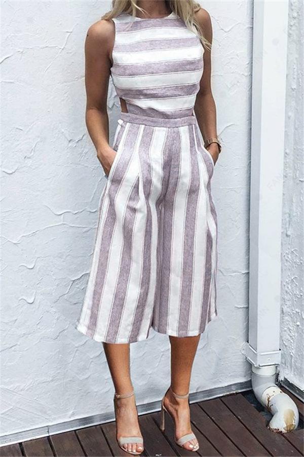 CM | Mono casual a rayas con pernera ancha