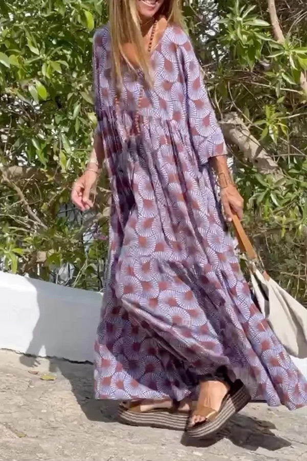 CM | Maxivestidos sueltos con estampado floral, escotados y con media manga