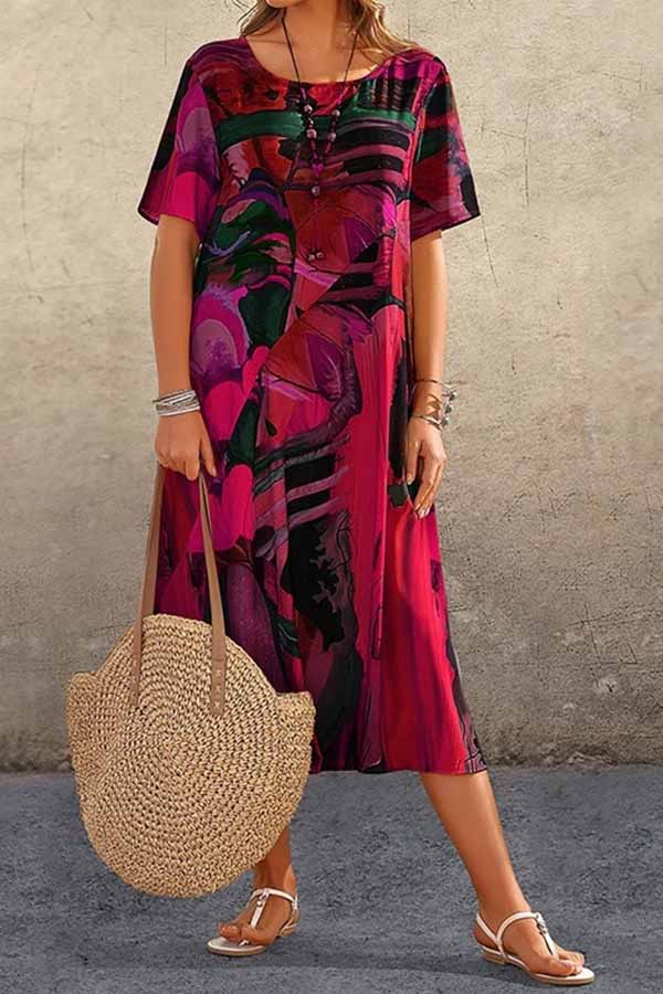 CM | túnica cuello redondo playa suelta maxi vestido