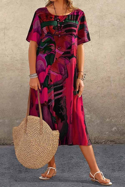 CM | túnica cuello redondo playa suelta maxi vestido