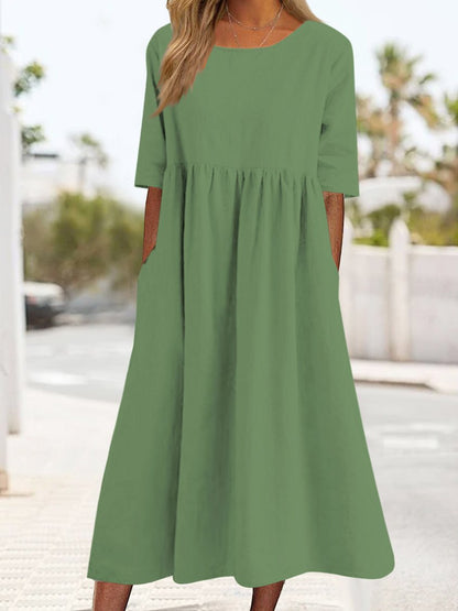 CM | Unicolor Bolso Suelto Vestido Largo MMu17