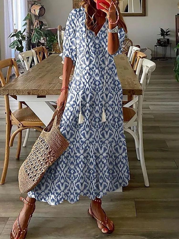CM | Maxivestido sin mangas con estampado floral para mujer