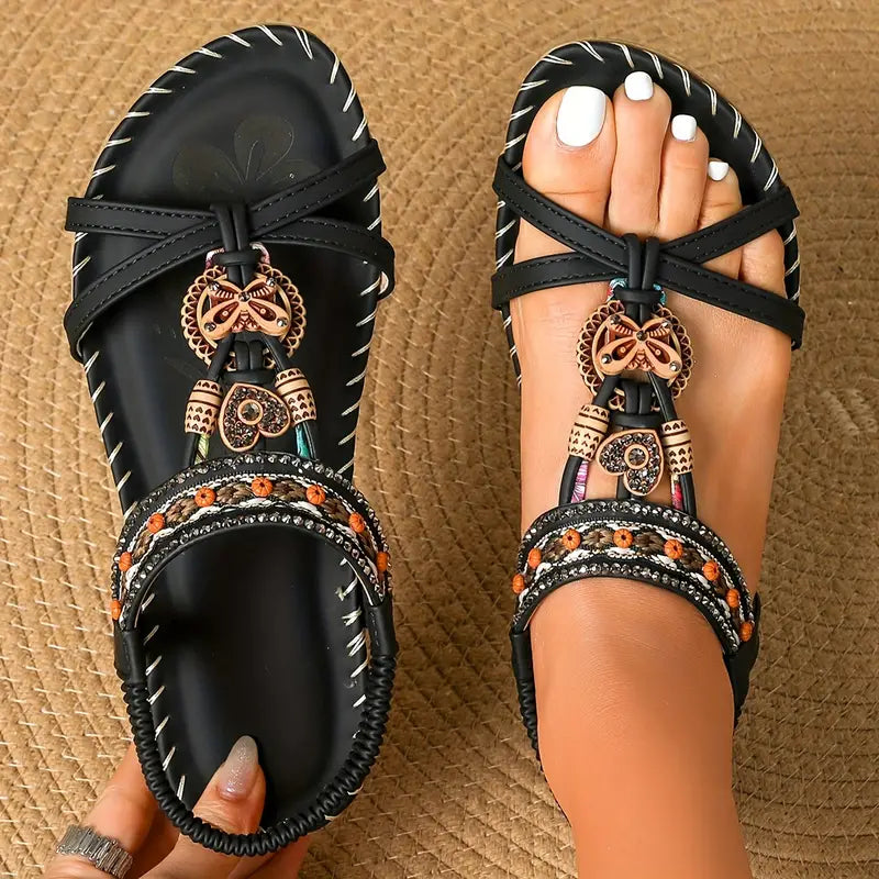 CM | | Elegantes sandalias ortopédicas con motivo de mariposa de strass