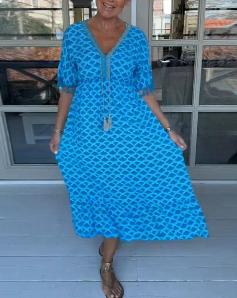 CM | Vestido midi cómodo y holgado con escote en V