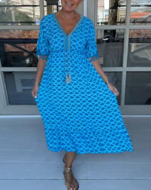 CM | Vestido midi cómodo y holgado con escote en V