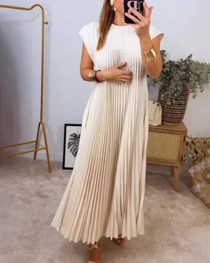 CM | Vestido plisado sencillo de señora monocolor
