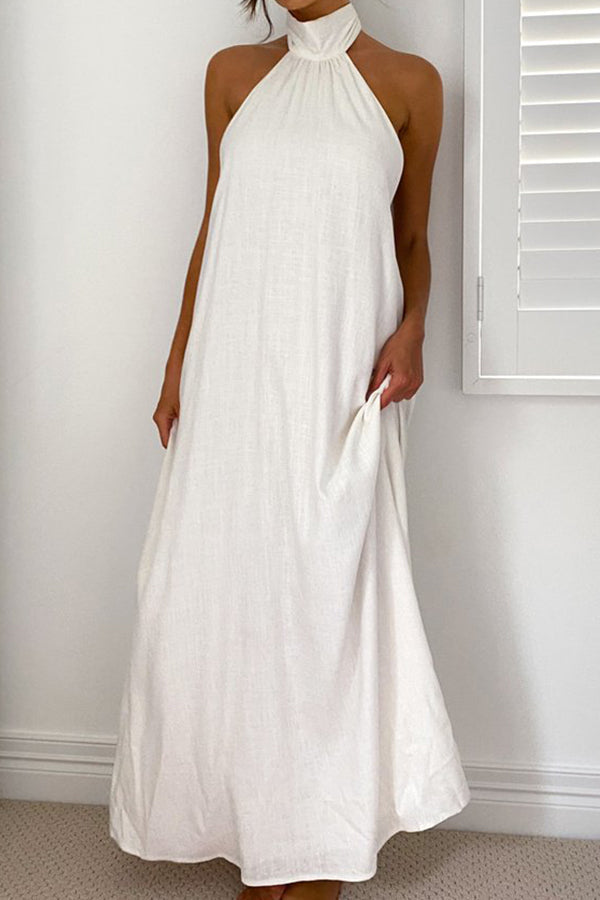 CM | Fashion Vestido largo con escote halterneck y espalda descubierta