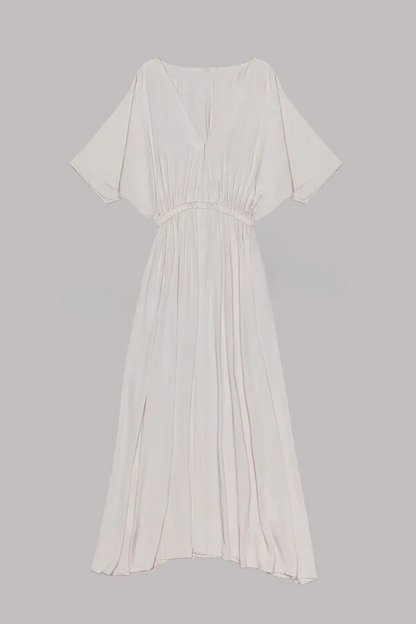 CM | Suave y Elegante Kimono Manga Elástica Cintura Bolsillo Abertura Maxi Vestido