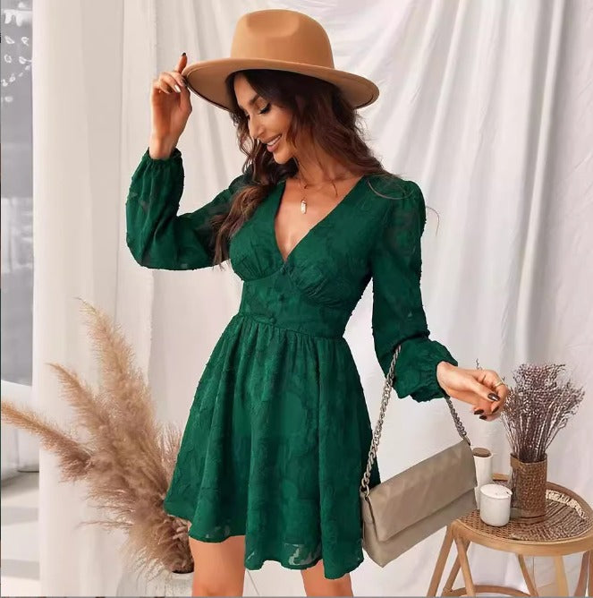 CM | Vestido corto con textura y manga larga