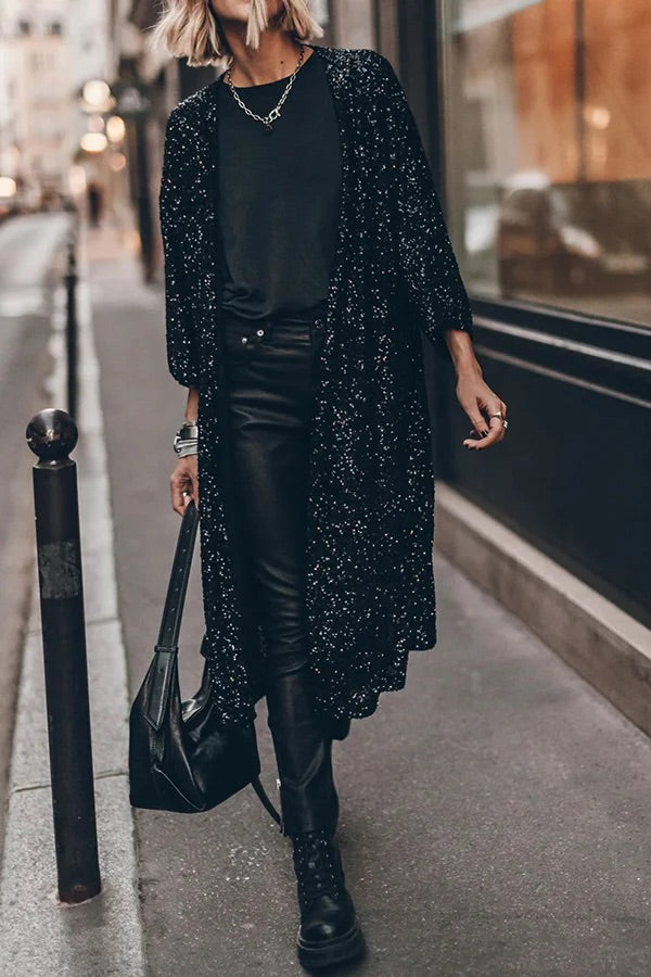 CM | Kimono de lentejuelas con mangas de campana Disco glamour