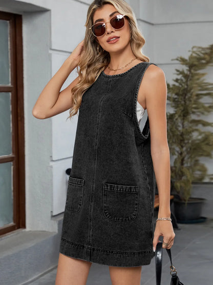 CM | Vestido mono vaquero cuello redondo
