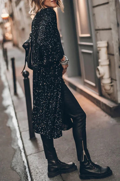 CM | Kimono de lentejuelas con mangas de campana Disco glamour