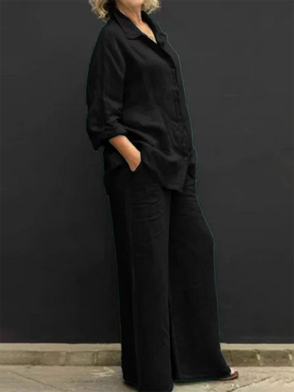 CM | Conjunto informal de blusa y pantalón de lino