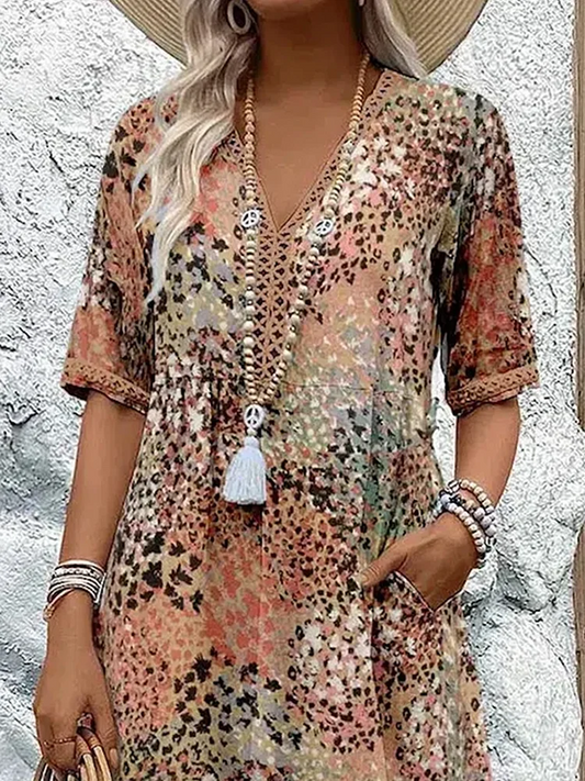 CM | Vibrante vestido midi con bolsillos para mujer