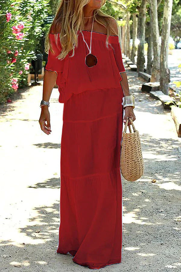 CM | Vestido largo de fiesta con hombros descubiertos