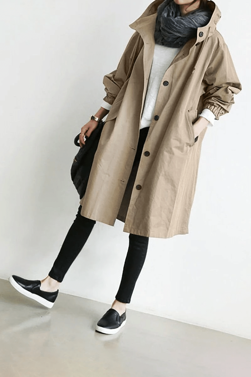 CM | Elegante gabardina suelta monocolor