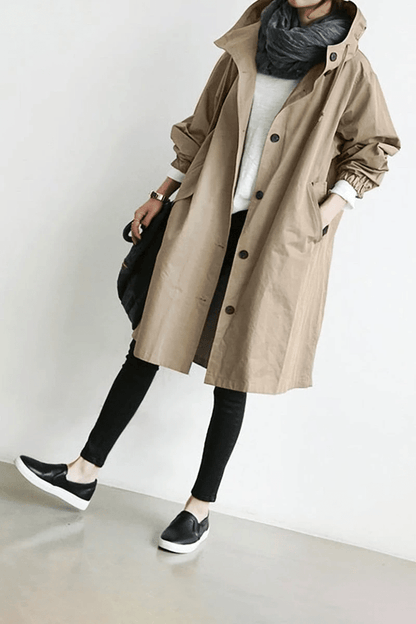 CM | Elegante gabardina suelta monocolor