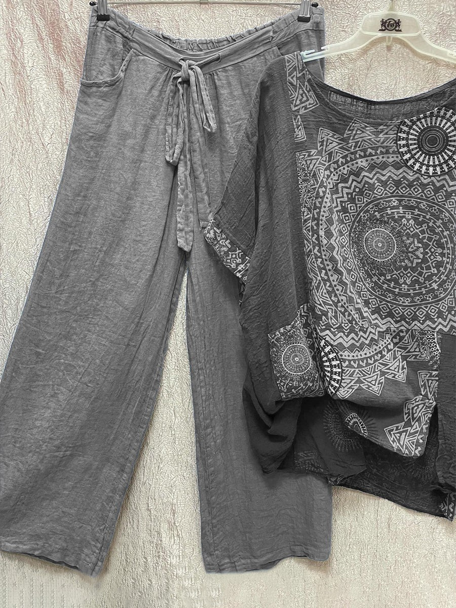 CM | Conjunto de dos piezas con estampado bohemio suelto