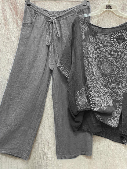 CM | Conjunto de dos piezas con estampado bohemio suelto