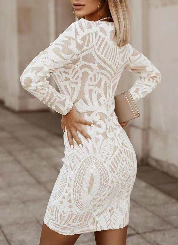 CM | Elegante minivestido entallado de manga larga para mujer