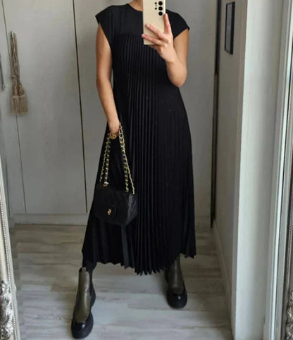 CM | Vestido plisado sencillo de señora monocolor