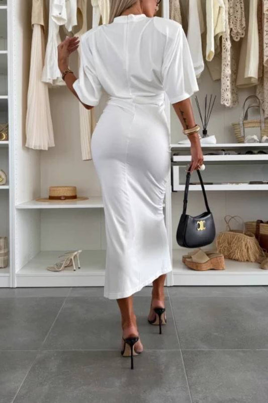 CM | Vestido midi de algodón con aberturas