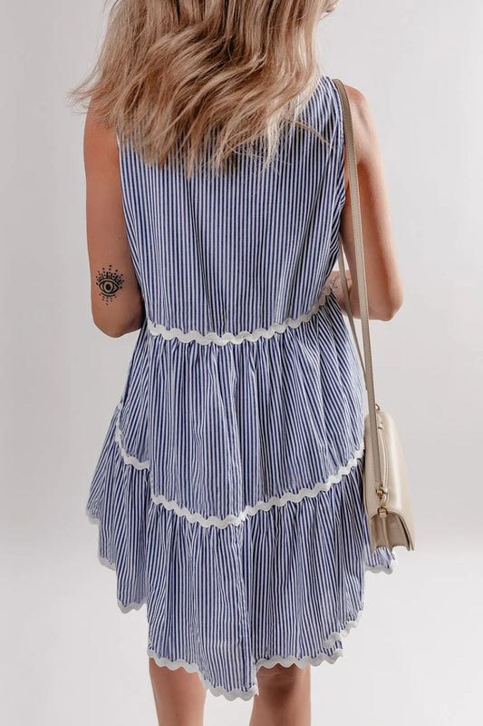 CM | Stripe Mini vestido sin mangas y con escote de pico