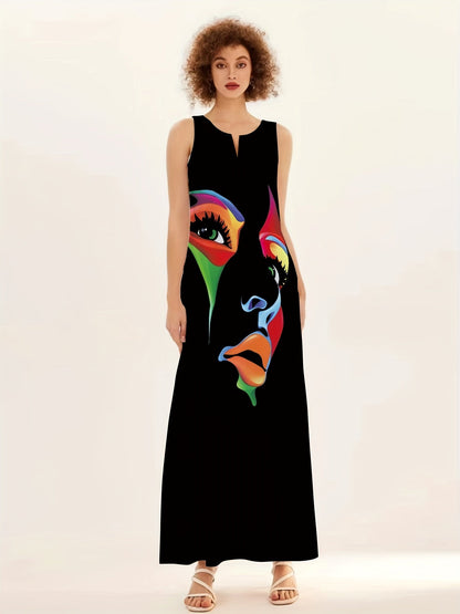 CM | Maxi Vestido Estampado Máscara Chic