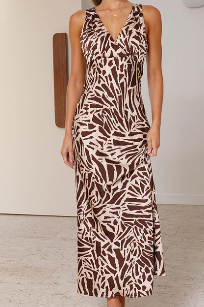 CM | Taylan Brown Vestido midi con cuello en V profundo