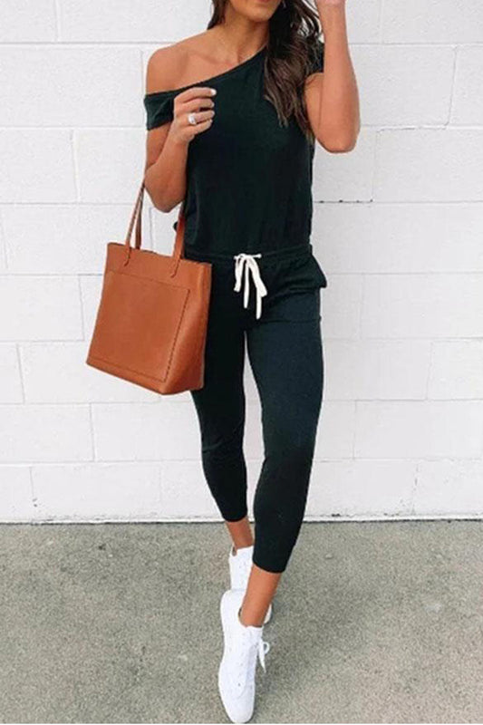 CM | mono de manga corta de color sólido de un hombro ropa casual