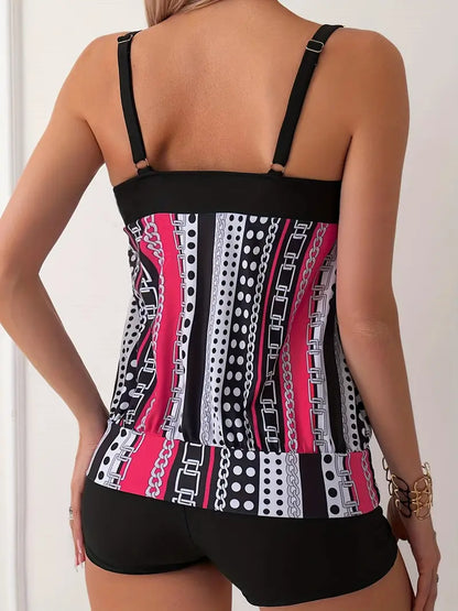 CM | Tankini de rayas con estampado