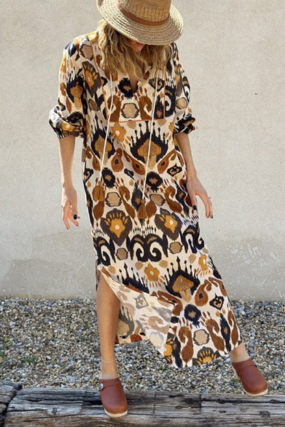 CM | JAYA Maxi vestido con dobladillo suelto y abertura