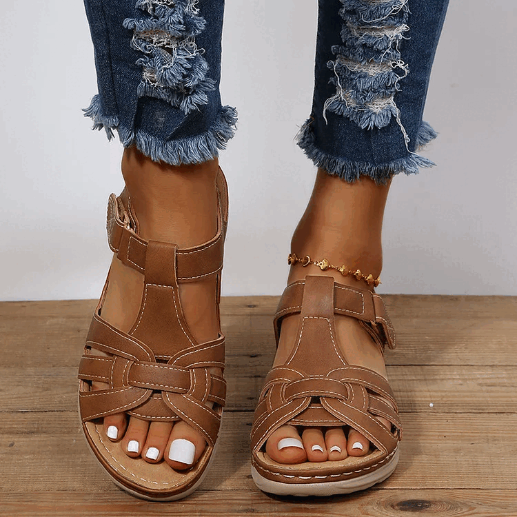 CM | Sandalias confort de piel vintage
