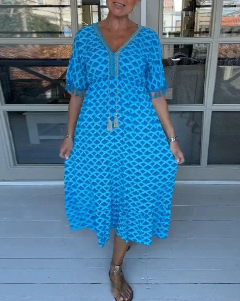 CM | Vestido midi cómodo y holgado con escote en V