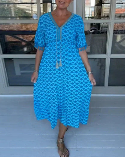 CM | Vestido midi cómodo y holgado con escote en V